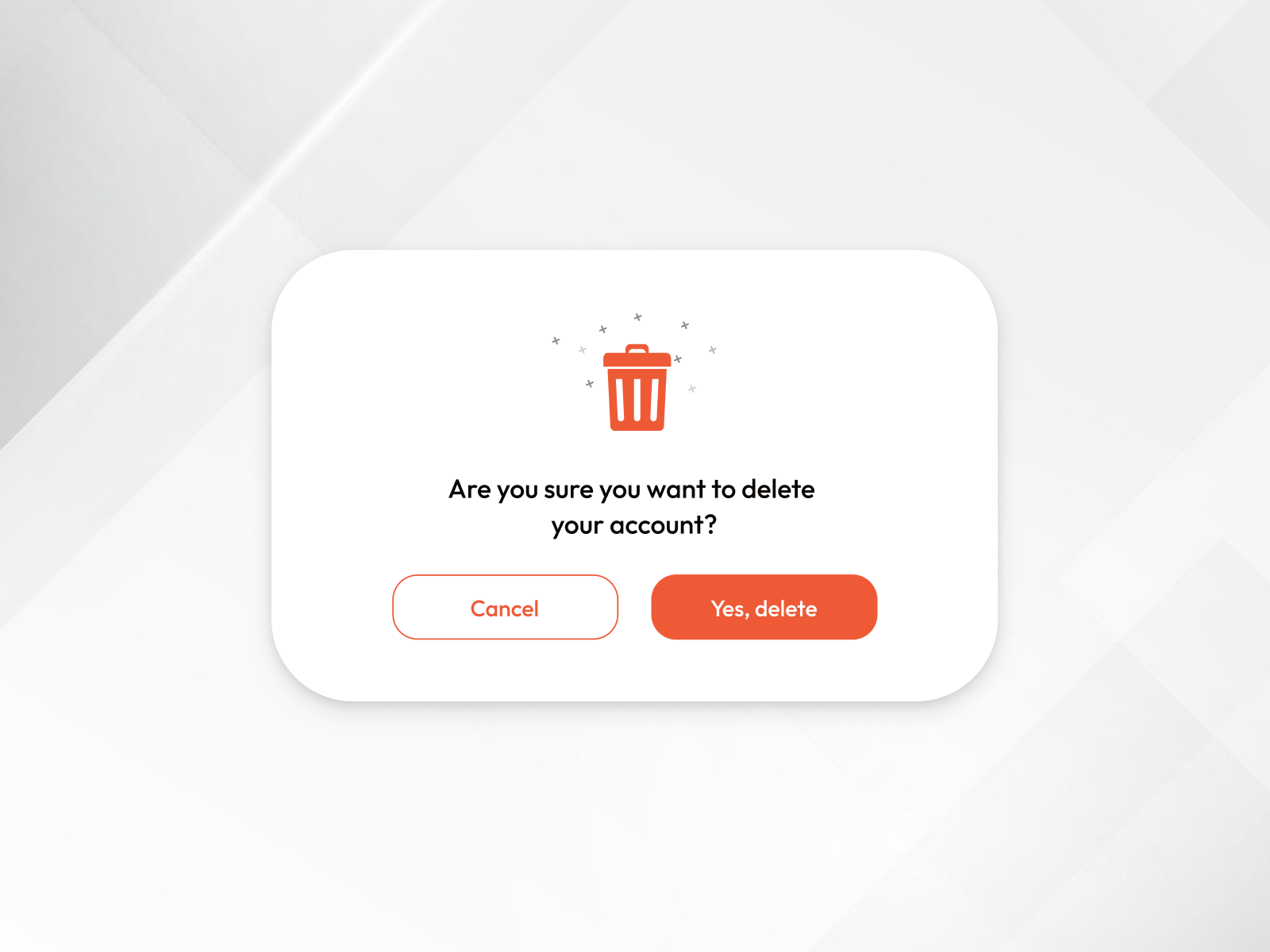 Pop up - delete account UI Design app app design delete design ecommerce interface mobile mobile app mobile design mobile interface orange overlay pop up pop up delete product design ui ui design user interface ux ux design