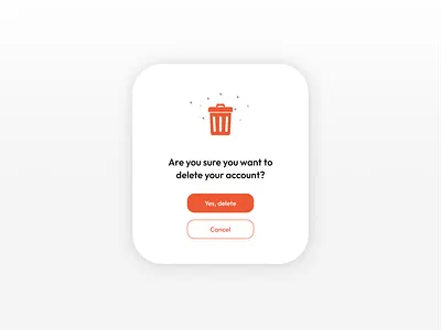 Pop up - delete account UI Design app app design branding delete design landing page mobile mobile app mobile design mobile interface orange overlay pop up pop up delete product design ui ui design user interface ux ux design