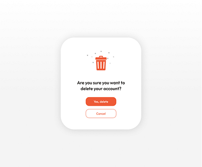 Pop up - delete account UI Design app app design branding delete design landing page mobile mobile app mobile design mobile interface orange overlay pop up pop up delete product design ui ui design user interface ux ux design