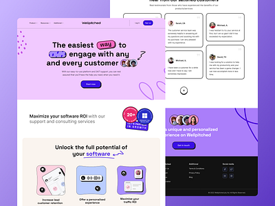 Saas Website | Wellpitched | Concept analytics branding business colorful landing landing page management platform purple saas social startup team manager ui ux web app webflow website