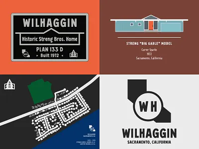 Wilhaggin - Streng Bros community - custom artwork architecture house drawing icon icon design logo logo design map map design map illustration mid century modern minimalism minimalist signage design vector art vector illustration