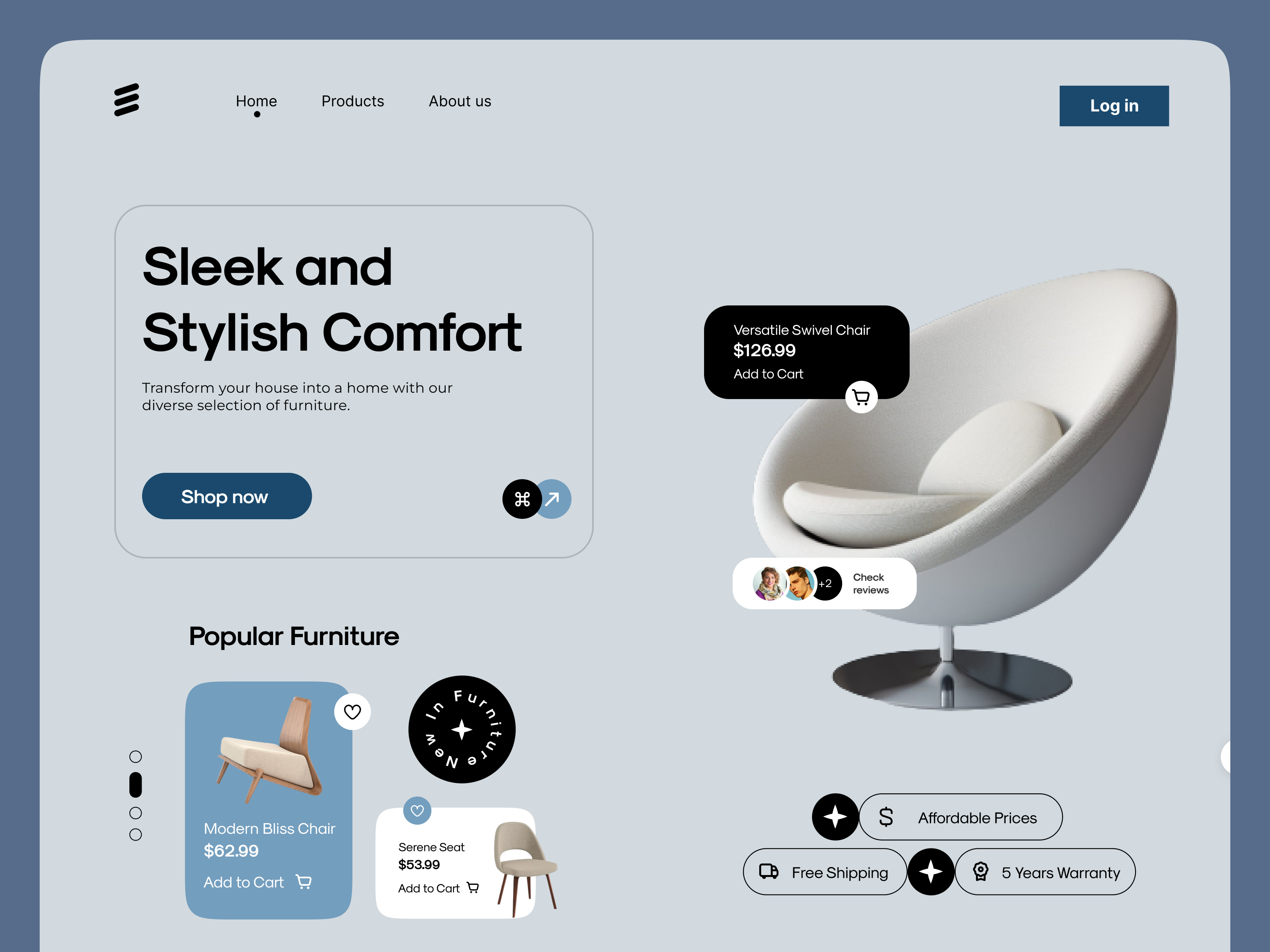 Furniture Website Design clean creative design digital finance furniture graphic design interface landing landing page layout minimal modern saas ui ux web website