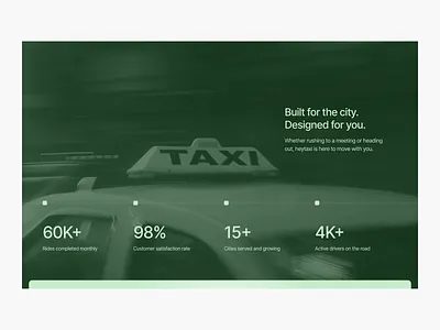 Taxi Website branding car clean design graphic design green illustration logo minimal modern rent ui uiux uiuxdesign vector webdesign website