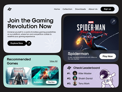 Gaming Website Design branding clean dashboard design gaming graphic design interface landing landing page layout minimal mockup modern muhammad ali saas ui unique ux web website