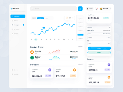 Trading Dashboard - TokenTrek crypto dashboard crypto ui design dashboard dashboard design dashboard ui dashboard ui design modern dashboard design saas saas design trading trading app design trading dashboard trading dashboard design trading saas design trading ui trendy ui 2025 web3 web3 app webapp design