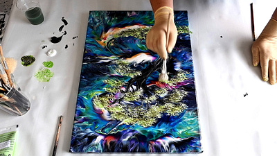 From Chaos to Serenity: Dutch Pour with Hand Painted Tree 🎨🌪️ acrylic acrylic paint art branding design illustration paintings pouring tutorial
