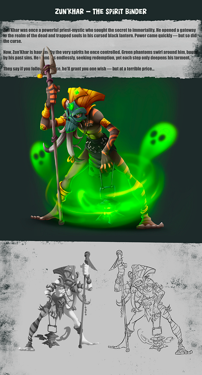 Shaman Zun'Khar-The spirit binder character design drawing game gameart graphic design illustration