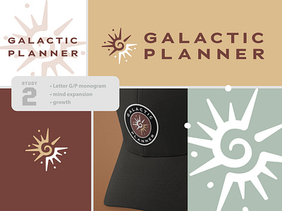 GP Logo Study astrology branding brandmark emblem galactic hat identity lettering logo logo design logos monogram patch solar space star stars sun