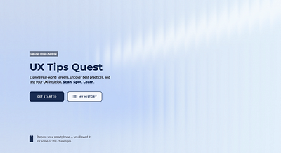 Landing for UX Tips Quest concept landing ui