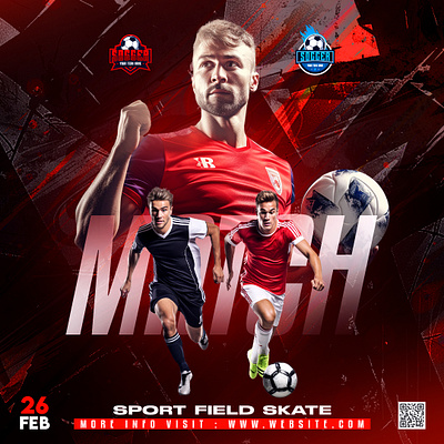 Photoshop Sports PSD Template For Football Promotion banner branding design football poster graphic design illustration instagram post design minimal photosh poster poster design poster template social media social media kit social media post design sports sports poster template photoshop trophy