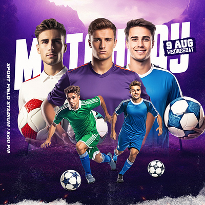 Photoshop Sports PSD Template For Soccer or Football Event Match advertising banner banner banner design branding design football football poster illustration instagram post design match day banner poster poster design poster for football promotional banner soccer banner social media post design sports