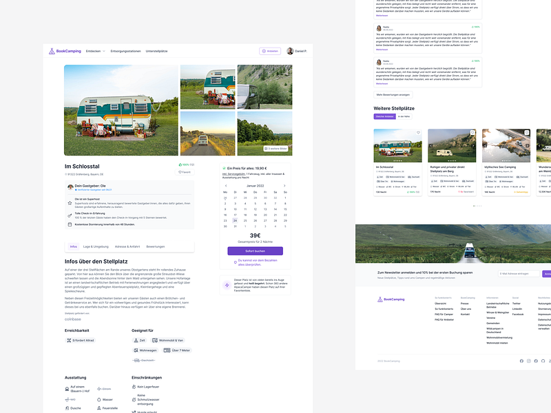 ⛺️ Desktop View of Camping Platform airbnb booking booking platform camper camping glamping landingpage property ui ux webdesign