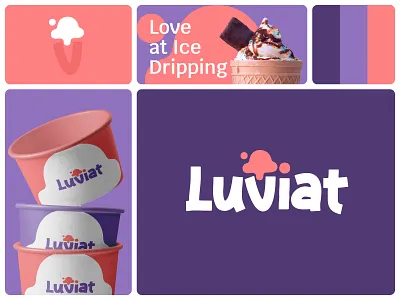 Luviat - A Scoop of Pure Delight - Branding colourful dripping foods frozen fun gelato ice cream logo logotype packaging playful scoop whip