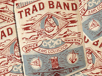 Trad Band Pocket Label badge design denim denim label illustration jeans jeans label label pocket label ralph lauren retro label vintage vintage label