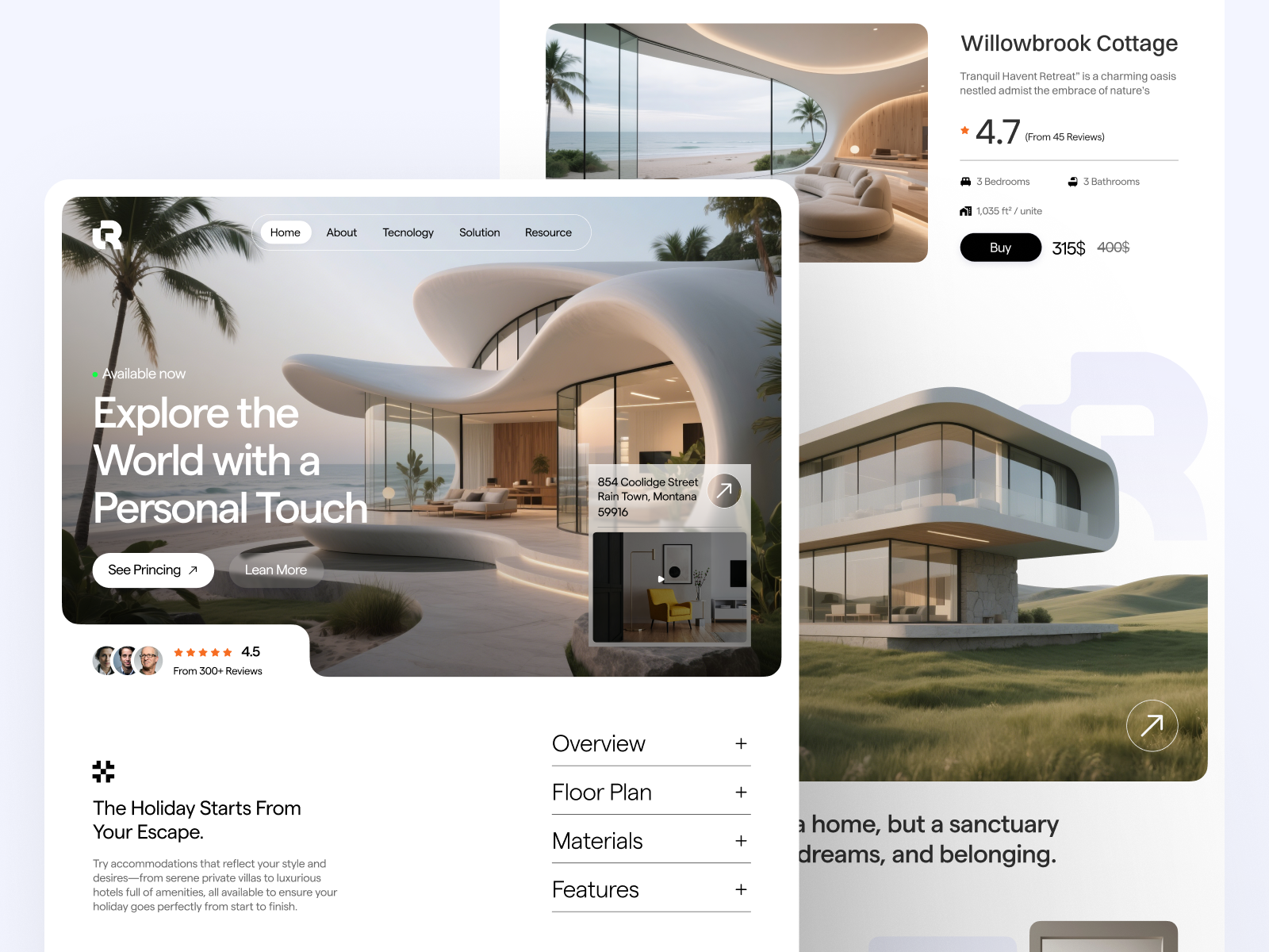 Revela - AI-Powered Property Booking ai booking clear design futuristic light ui modern ui design ui web uiux web explorer website