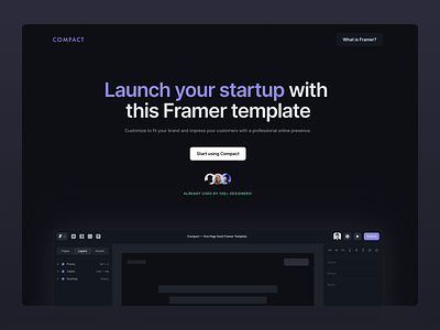 Compact — Framer Template Theme Switch clean dark mode framer landing page light mode mask one page product design saas simple startup switch template theme ui ux website