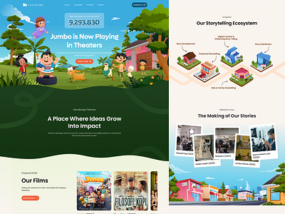 Visinema - Movie PH Landing Page Animation 🎬 animation design entertainment film illustration landing page orely playful redesign storytelling ui ux vibrant web website