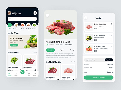 Grocery Mobile App UI | Clean & Fresh Food Delivery App Design app design delivery app dribbble ux ecommerce app ui ecommerce mobile app figmadesign food delivery app food ui fresh food app grocery app grocery delivery grocery mobile app grocery shopping grocery store meat delivery app mobile app ui online grocery shopping app uiux design vegetable app