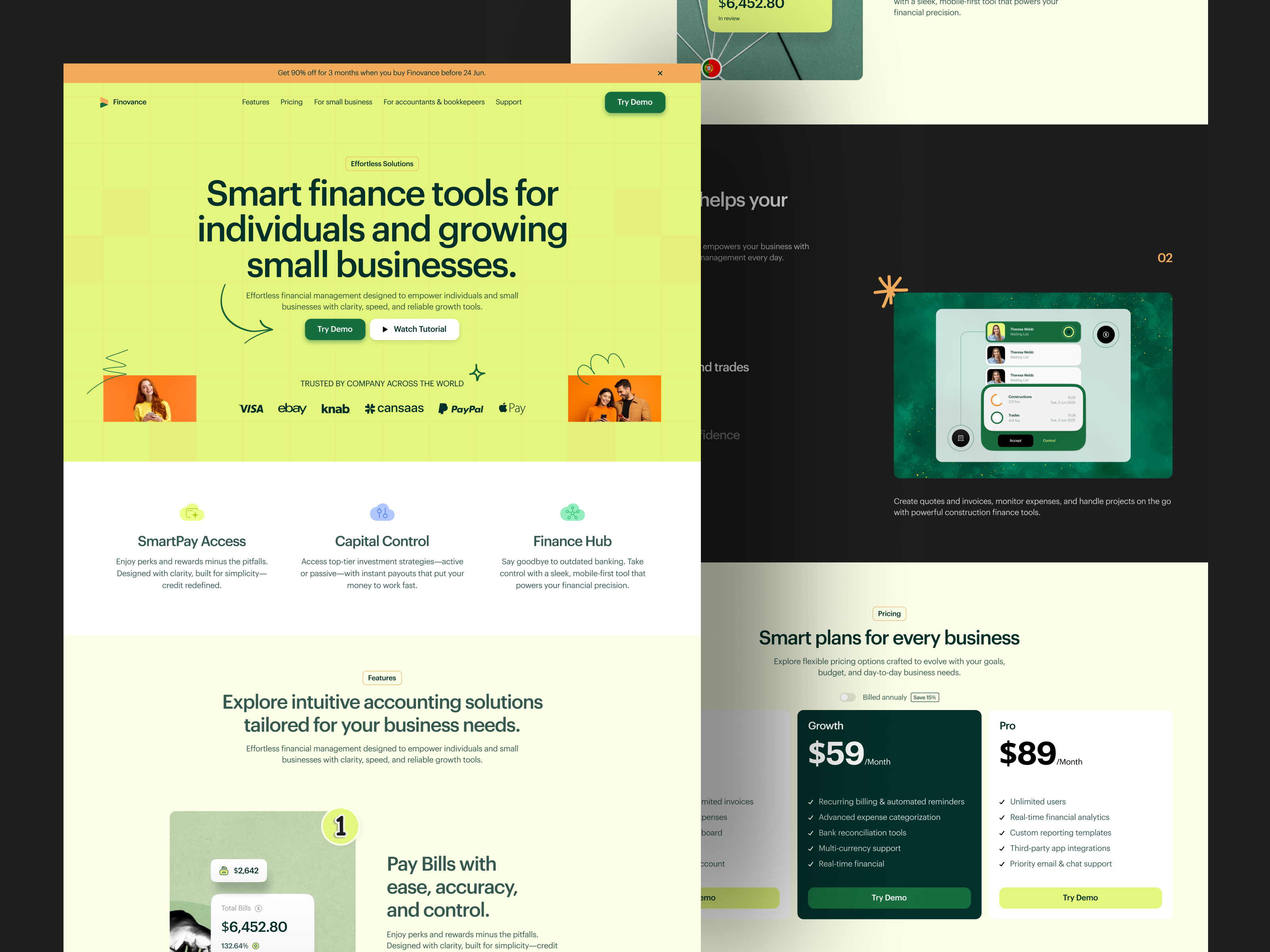 Landing Page Finance Management b2b business cansaas clean design finance finance saas finance tools fintech interface landing page modern saas ui ux web web design website