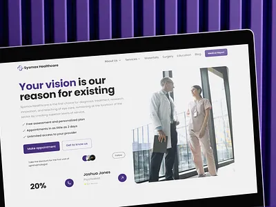 Sysmax Healthcare — Hospital Landing Page app design branding dashboard design figma graphic design health hospital illustration landing page logo mobile app section ui ui design uiux vector web design webapp website