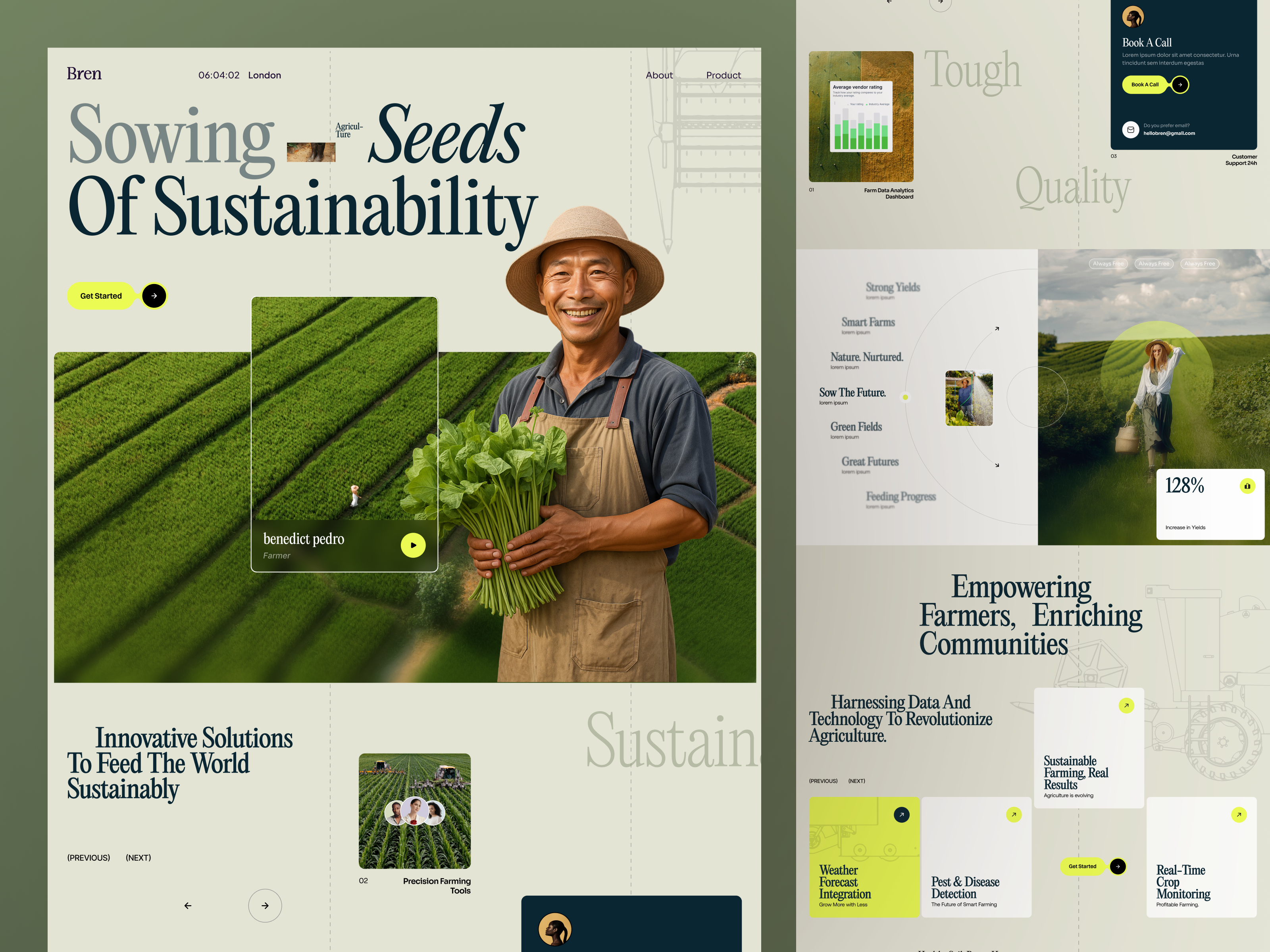 Bren - Agriculture Landing Page agriculture branding brutalism design graphic design homepage landing page layout sustainability ui uidesign user experience userinterface ux website