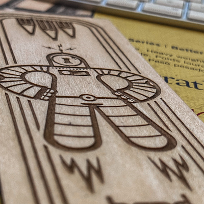 Pencil Boxes { laser cut } artwork atomic age branding concept design die cut etching graphic design illustration laser cut logo retro robot space space age vector