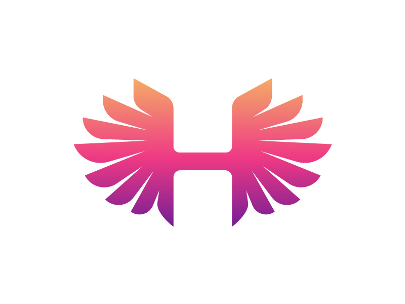 Letter mark H double wings logo beauty fashion graphic design h h logo h wings hh hhh illustration letter h lettermark logo logos motion graphics wings