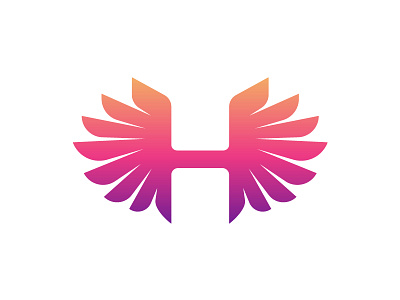 Letter mark H double wings logo beauty fashion graphic design h h logo h wings hh hhh illustration letter h lettermark logo logos motion graphics wings