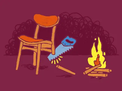 Did we mess up? chair cutting drawing fail fire firewood illustration mistake saw sawing texture woops