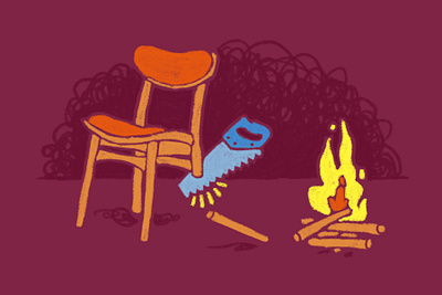 Did we mess up? chair cutting drawing fail fire firewood illustration mistake saw sawing texture woops