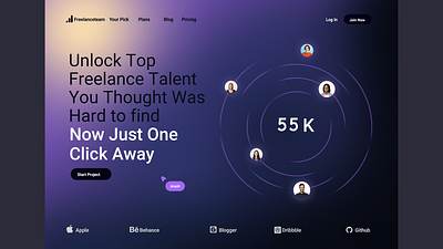 Landing page with animation design header homepage landing page ui ux website