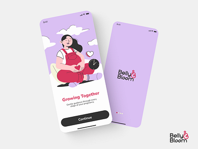 Belly Bloom - Pregnancy Tracking App app design belly bloom graphic design pregnancy care pregnancy tracker ui pregnant purple ui uiux women women care
