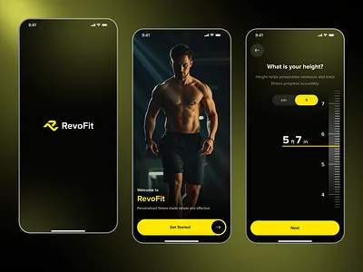 Splash & Onboarding Screen - Workout & Fitness App Design app screen design create account fitness app fitness tracker health mobile mobile ui onboarding onboarding screen splashscreen welcome welcome screen