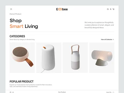 Ecobee- ecommerce website clean e commerce ecobee ecommerce ecommerce shopify ecommerce website landing page luxury minimalist modern website product destails page product list page product page shopify shopify store shopping ui website website design