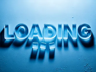 LOADING... anticipation artic blue chill cold cool freezing frost frosty frozen ice icy loading pause symbol text wait winter
