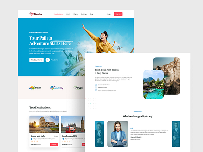 Travel Landing Page Design branding clean design graphic design homepage landing page layout lifestyle shape travel ui uidesign user experience userinterface web design website