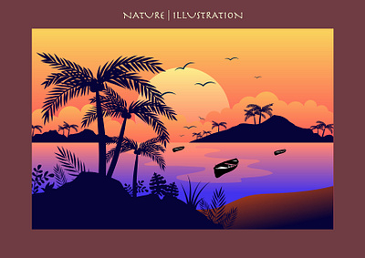 Nature / illustration banner beach birds blog branding color design graphic design illutration island layer mountain nature photoshop poster psd sun sunset ui vector