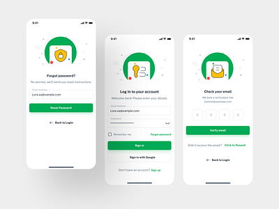 Authentication Mobile App UI Screens app ui design authentication figma forget password free download freebies illustrations login screens mobile app onboarding ui design ui screens