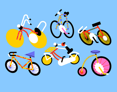 Blue Quirky Cycling Illustration Asset graphicook transportation