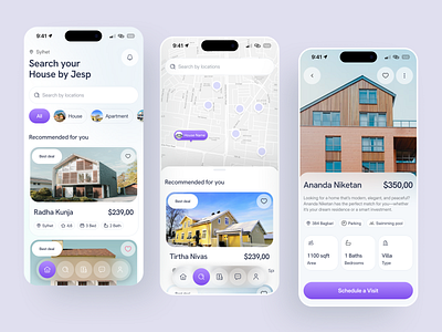 Real Estate Mobile App UI Design - Property Finder Experience apartment app design clean ui design home buying app house listing app housingtech ios app design mobile app design mobile uiux property finder property search real estate app ui rental app ui smart home app ui ui design user interface ux
