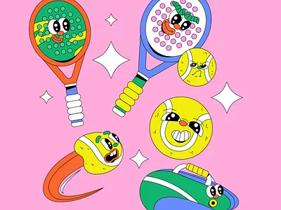 Green Flat Paddle Asset Illustration activity ball competition court game graphicook hobby paddle play player racket recreation sport