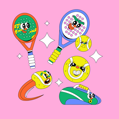 Green Flat Paddle Asset Illustration activity ball competition court game graphicook hobby paddle play player racket recreation sport