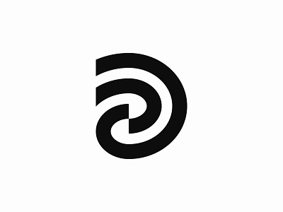 D abstract black and white branding clean geometric letter d line logo logo design modern monogram simple swirl twist