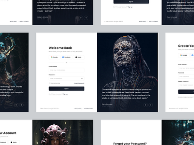 Authentication Flow • Void AI account ai authentication change create design flow forgot in password photo sign simple testomonials ui up ux web welcome