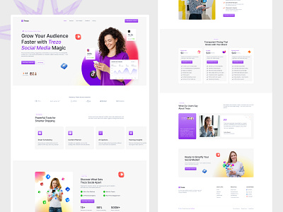 Trezo - Social Media Landing envytheme landing page product landing productdesign social media landing uidesign uxdesign webdesign