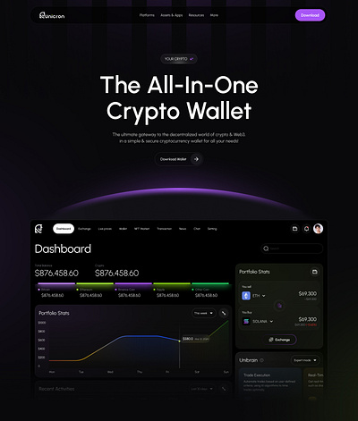 Unicorn Wallet – Your Gateway to Web3 3d animation branding dashboard design designe graphic design illustration mobile app motion graphics portfolio ui ux webflow website