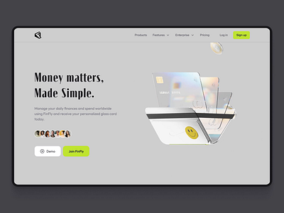 FinFly | Fintech Hero 3d animation application banking branding crypto design finance financial fintech hero page illustration landing page minimal motion graphics popular animation ui web design webapp website
