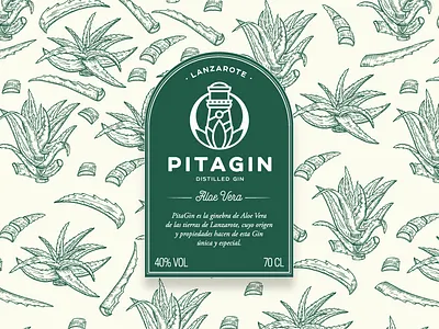 Pitagin - Aloe Vera, Lanzarote aloe vera branding gin green label logo packaging