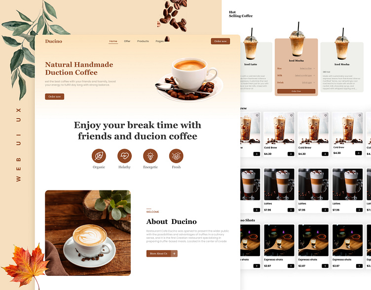Ducino– Coffee Shop UI/UX Design ☕🍂 by Bayzid Islam Tanha on Dribbble