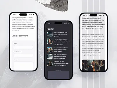 Mobile views comments form dark mode mobile mobile views phone view popular section responsive ui ui design ux ux design web design webdesign